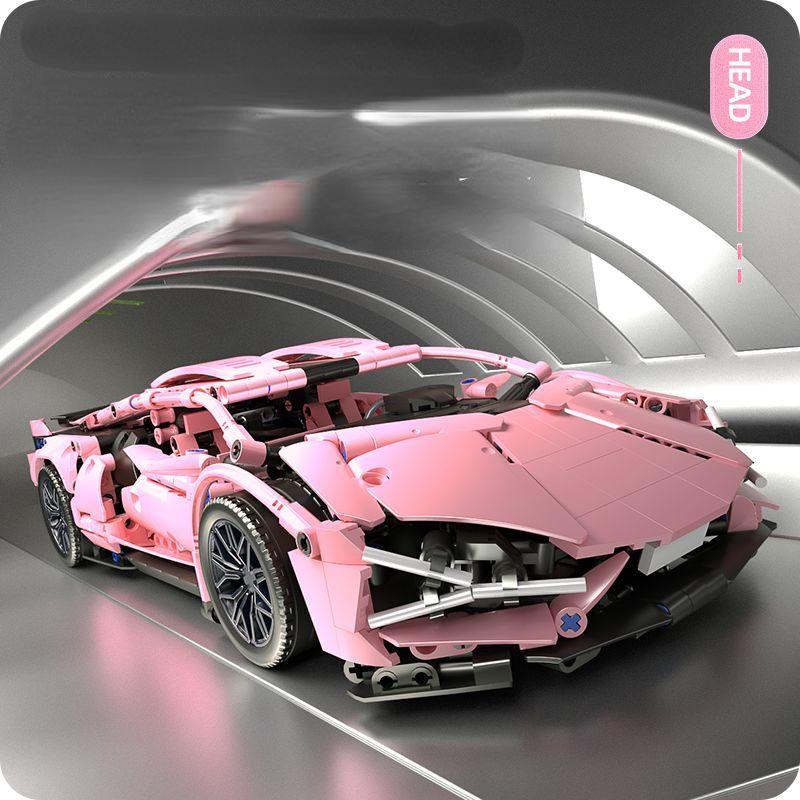 1299 PCS Tech 1:14 Pink Racing Sports Car Building Blocks Assemble Brick Car Toys for Girls Birthday Presents Christmas Presents