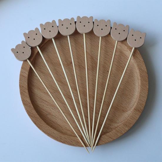 100PCS Disposable Cocktail Picks, Cute Panda Head Decor Bamboo Skewers, Long Food Picks for Sandwiches Burgers Fruits Desserts