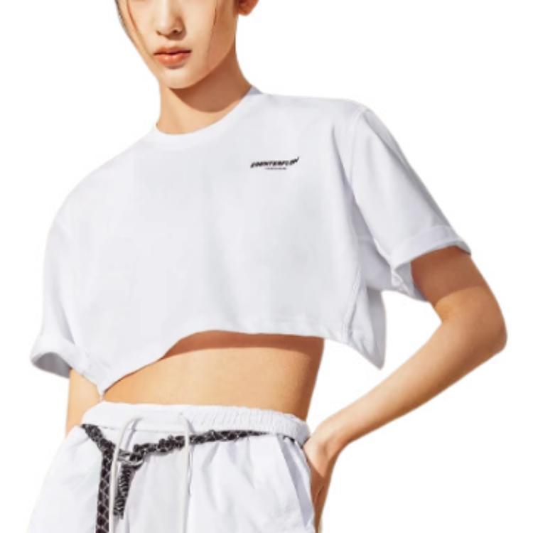 Li Ning Cf X Haizhenwang Designer Collaboration Training Series 3M Reflective Logo Design Solid Color Loose Short Sleeve T-Shirt Women Tops ATSSB52-1
