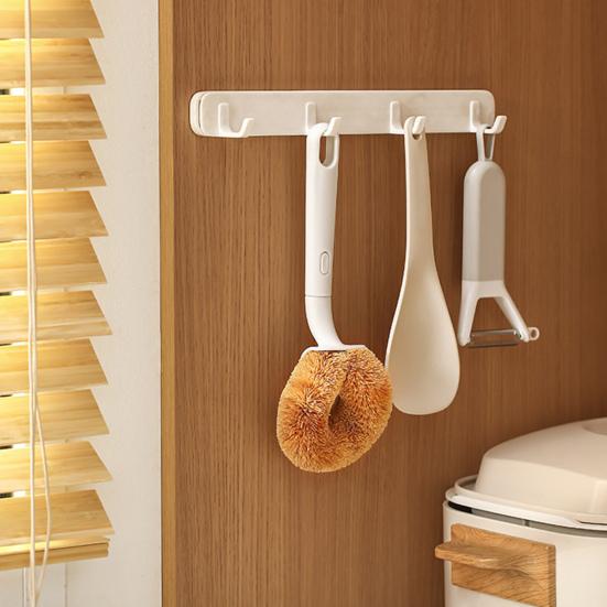 Pot Brush Ergonomic Long Handle Coconut Palm Bristles Cleaning Brush Multifunctional Kitchen Cleaning Tool