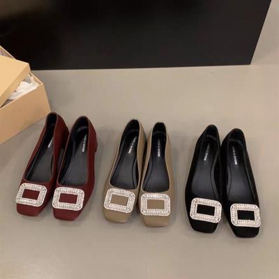 Mocași pentru femei cu cataramă pătrată cu strass Pantofi plati casual de primăvară, toamnă, de înaltă calitate