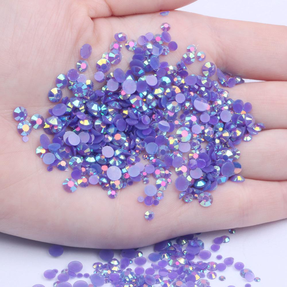 Multi-Color AB Jelly Resin Rhinestones, 2-6mm, 1000 Pcs, Flat Back for Nail Art