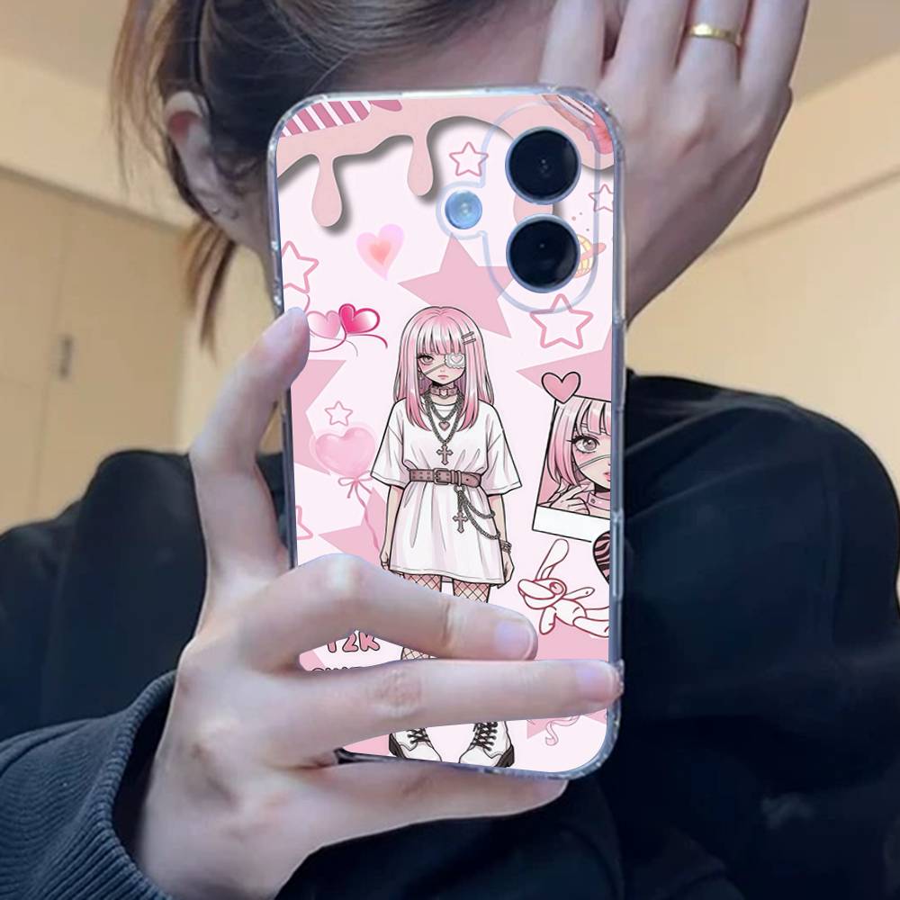 Angel Tsundere Girl Anime Cute Clear Silicone Soft TPU Phone Case For Iphone 17 16 15 14 Plus 13 12 Mini 11 Pro Max Shell Capa