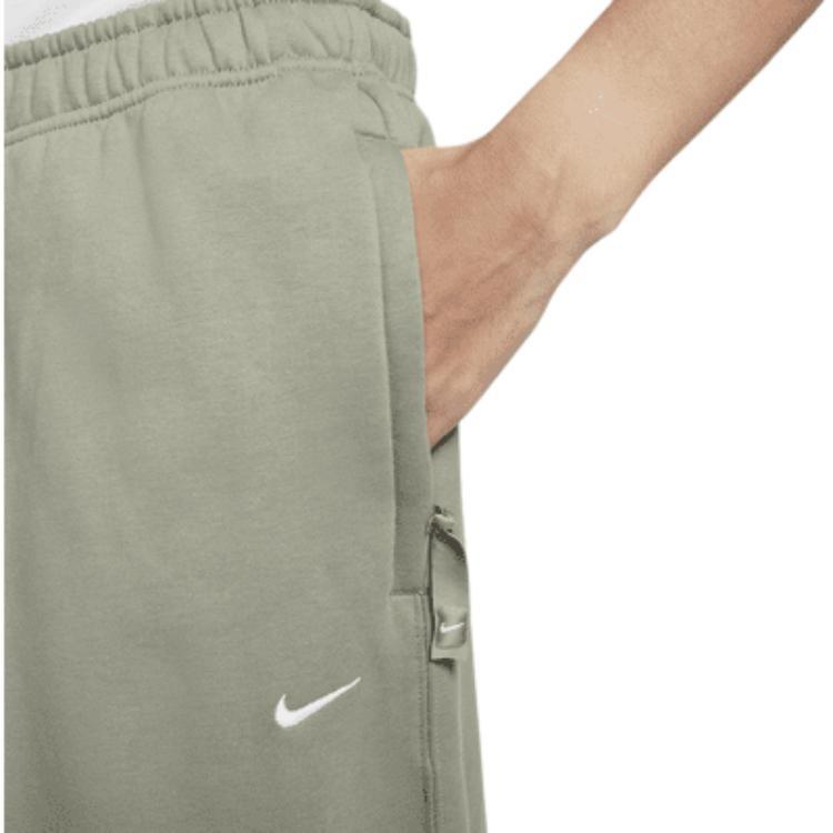 Nike Solo Swoosh Loose Fit Lace Up Knitted Fabric Comfortable Fleece Lined Casual Pants Men's Light Army Green/White DX1365-320