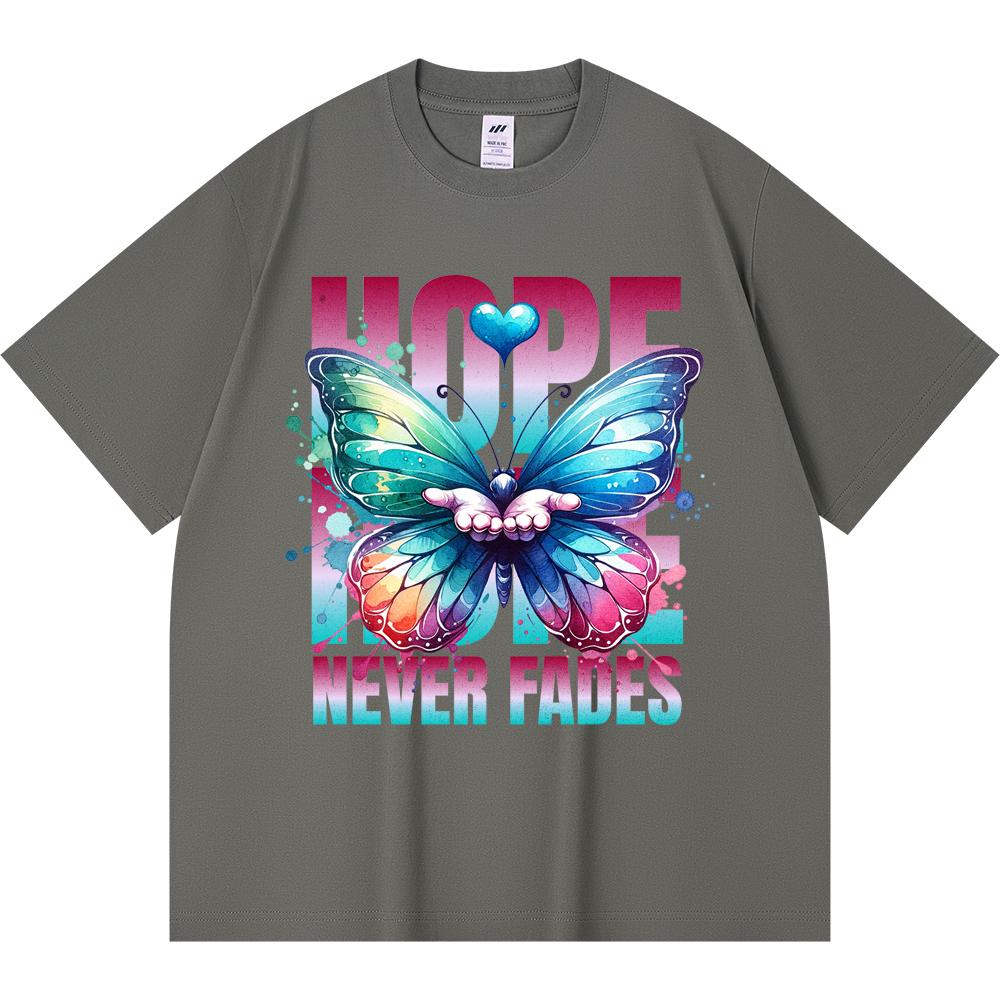 

230GSM 100% Cotton T-Shirt Hope Never Fades Print Tees Funny Harajuku Style Combed Cotton Tshirt XS абрикосовый