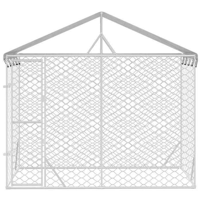 VidaXL Outdoor Dog Kennel with Silver Roof 3x1.5x2.5 M 153680