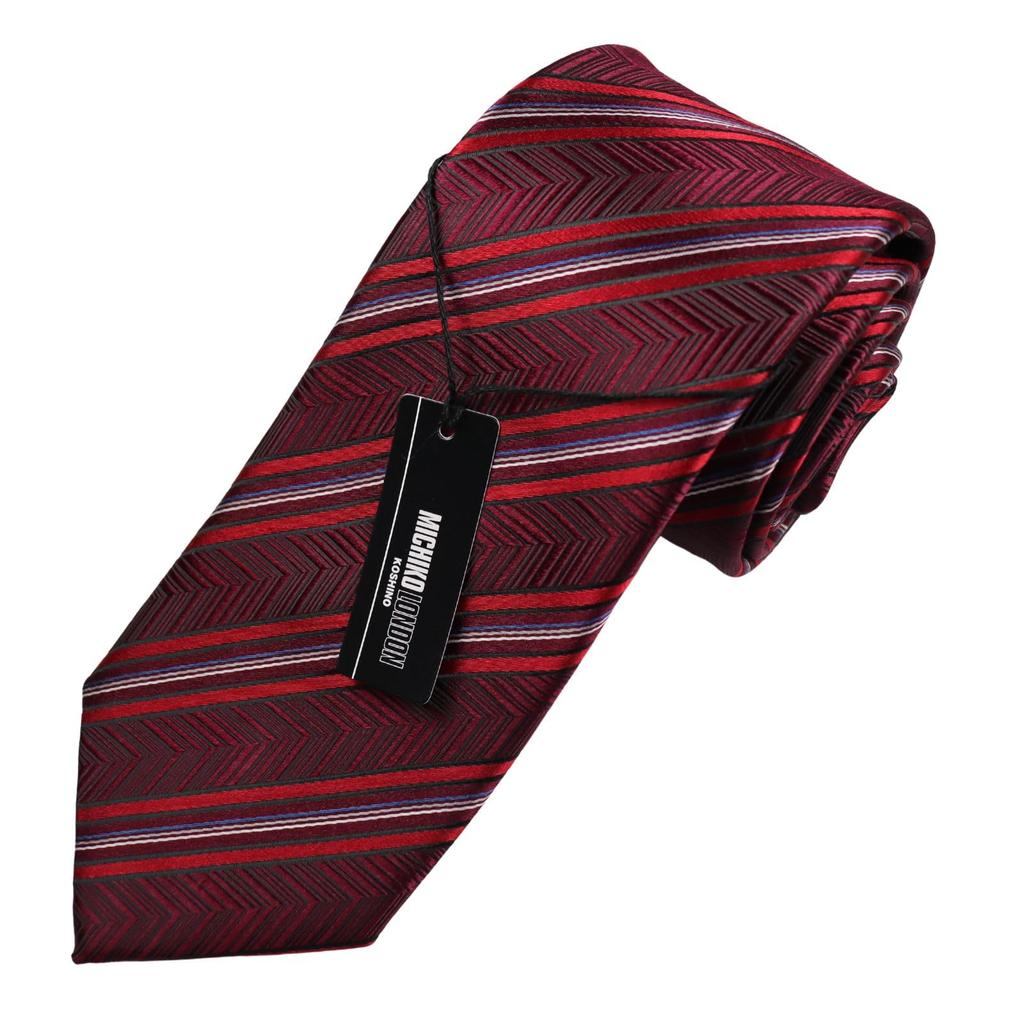 [Michiko London] Gift Boxed Freshers' Recruitment Tie, Brand Silk, Perfect for Gifts, Stylish, Ideal for Suits and Jackets, Men's (MKCP-33-D Wine)