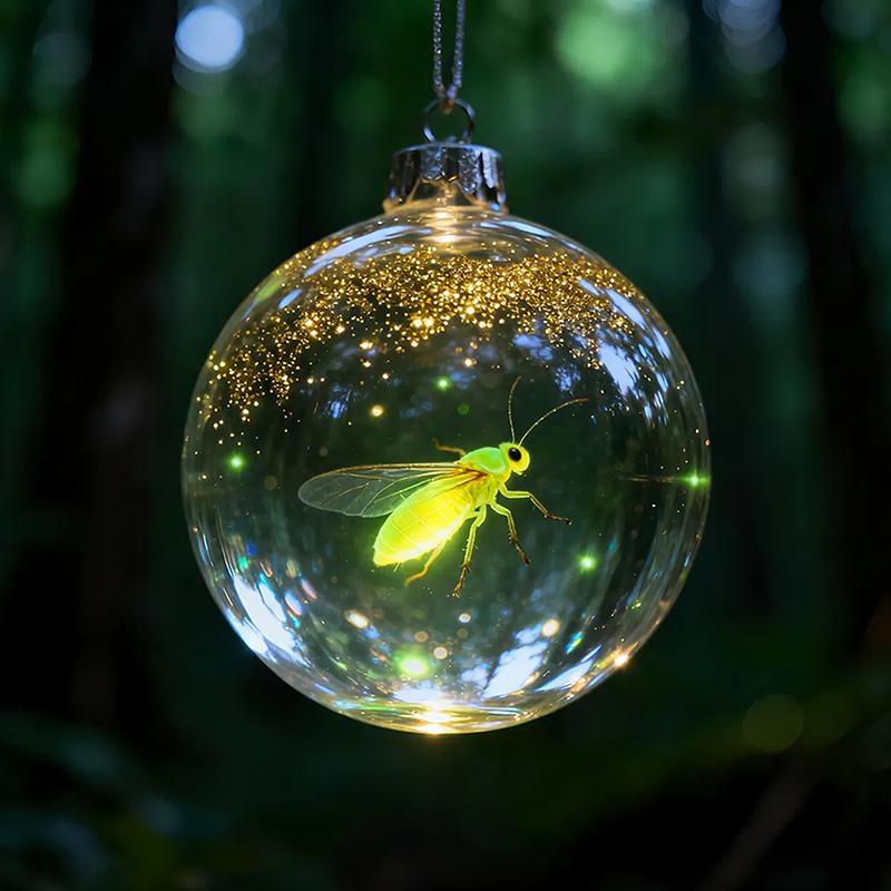 8Cm Transparent Acrylic Ball Cardinal/Hummingbird Pattern Creative Tree Decoration Hanging Pendant For Home