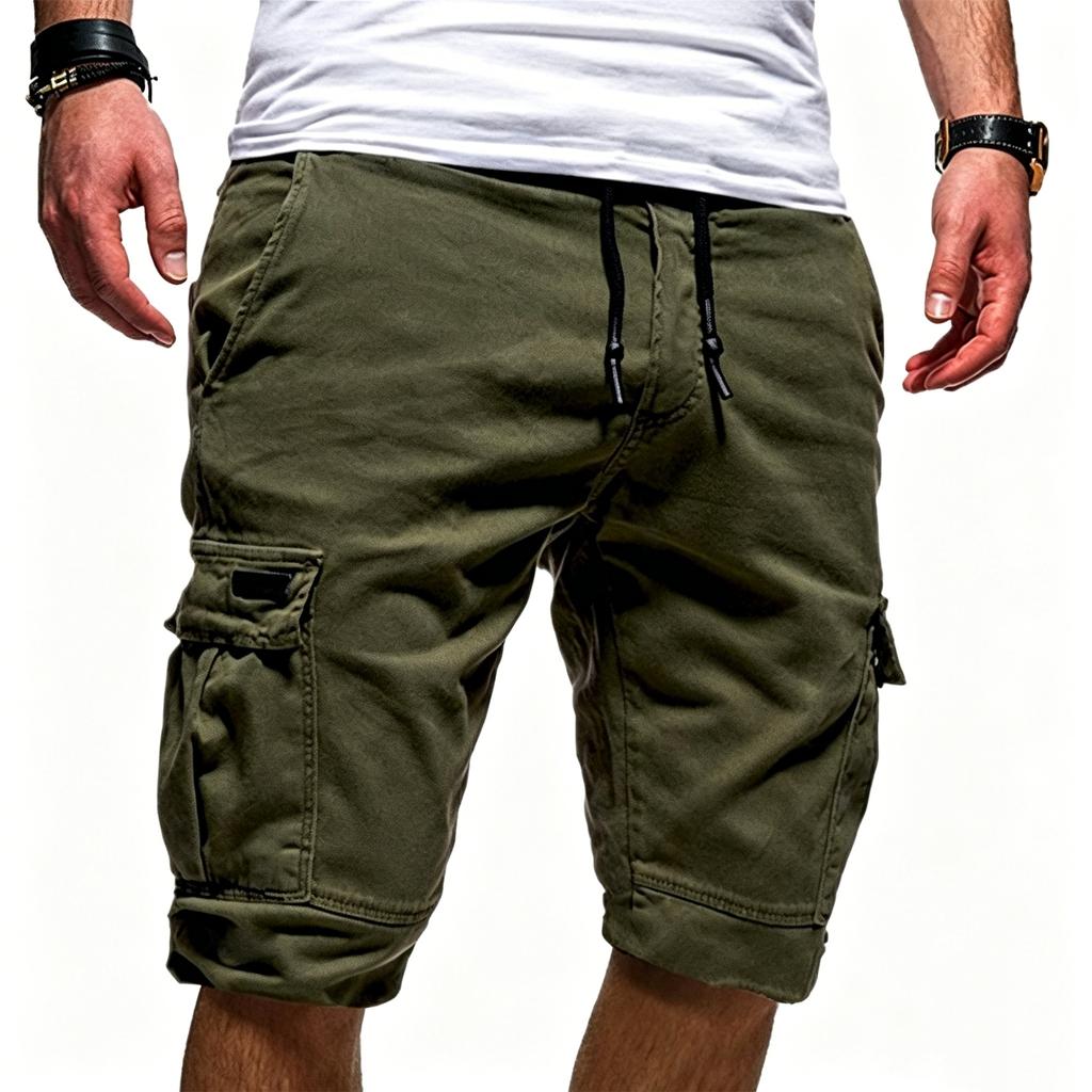 Men's Cargo Shorts Loose Fit Breathable Multi-Pocket for Street Sports and Casual Wear