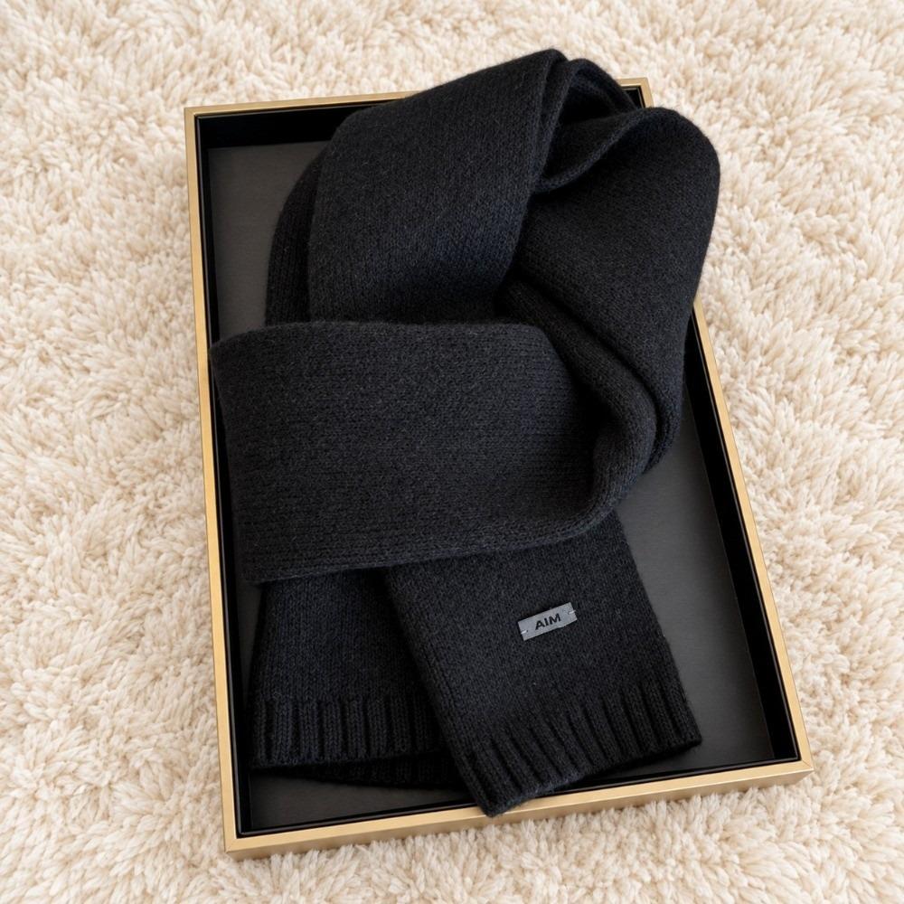 Solid Color Pure Wool Scarf Skin-Friendly Neck Warmer Wrap Wool Knitted Scarf  Autumn Winter