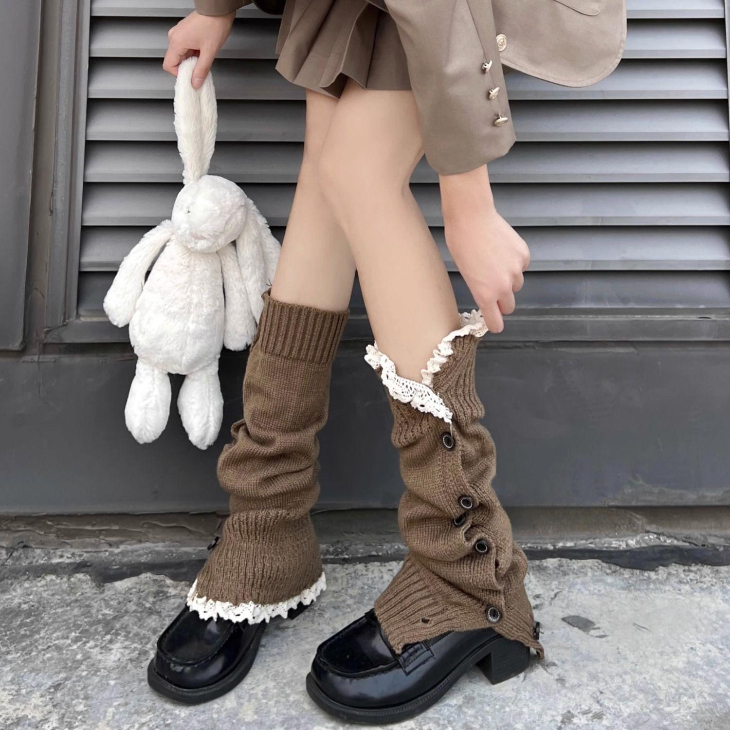 

Мудборд Гетры со сборкой для женщин, Стиль Spice Girl Y2K, Носки до икр JK, Осенне-зимние коричневые гетры кофейный