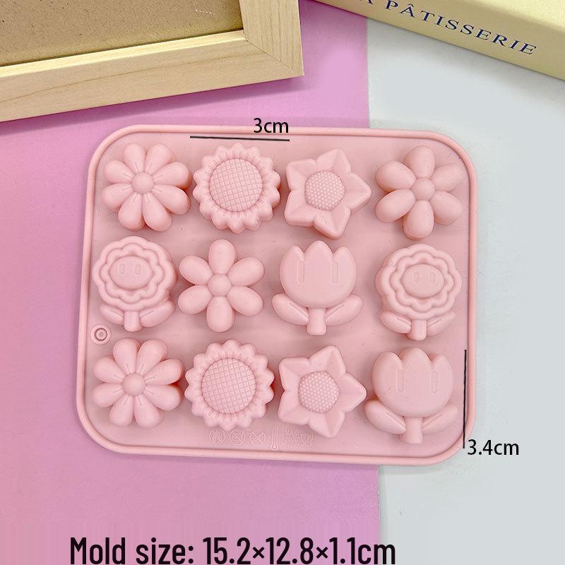 12-Cavity Braided Wavy Long Strip Gummy Mold, Crayon, Knife & Fork, Panda Mousse Pudding Mold