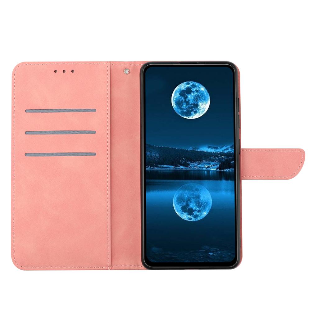 HT05 For Realme 12 4G/12+ 5G Wallet Case PU Leather Stand Phone Cover Lines Imprinted