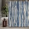1pc Blue Abstract Vertical Stripe Shower Curtain, Decorative Printed Shower Curtain with Hooks Included, Bathroom Accessori