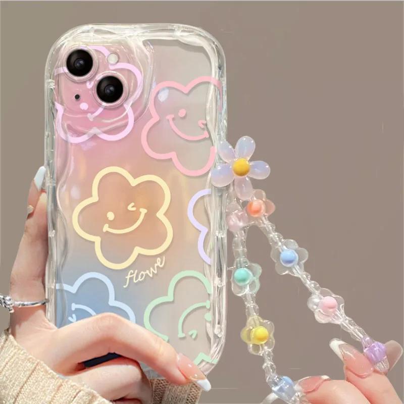Pink Bowknot Chain Phone Case For Samsung Galaxy S25 FE S24 S23 S22 Ultra Plus FE A56 A55 A16 A06 A17 A53 5G Cover Clear  Soft