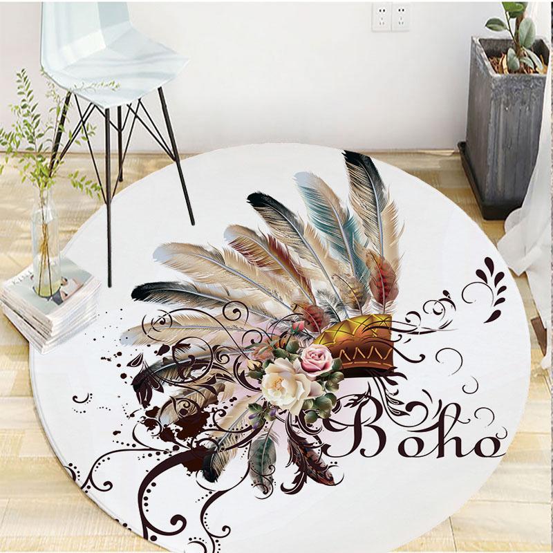 Butterfly Dream Catcher Screen Printed Pattern Large Size Round Carpet Home Decoration Living Room Bedroom Thick Flannel Carpet