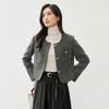 Shandubila Women's Winter Elegant Tweed Cropped Jacket