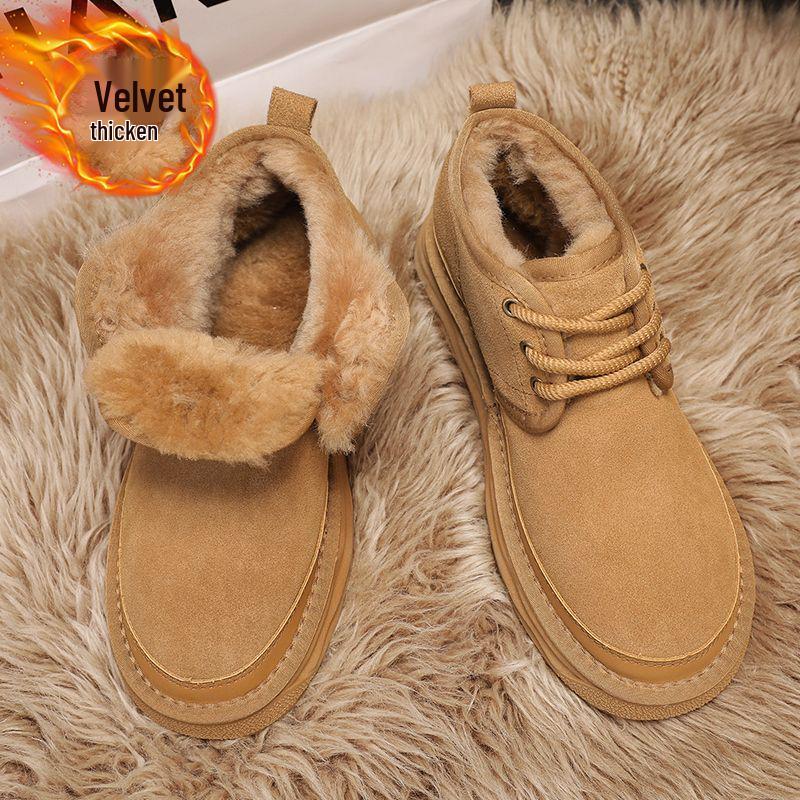 Northeast Herren 2025 Fleecegefütterte Pelz Schneestiefel - Warm, Dick zum Schnüren, Rutschfeste Winter Stiefeletten