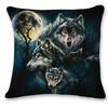 Wild Wolf Print Pillow Cover Forest  Snowy Mountain Scene Polyester Cushion Case Wildlife Themed Home Decor for Sofa  Bedroo