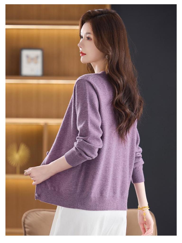 Women's Luxury Wool Cardigan Coat 2025 - Pure Wool, Round Neck, Loose Fit Sweater