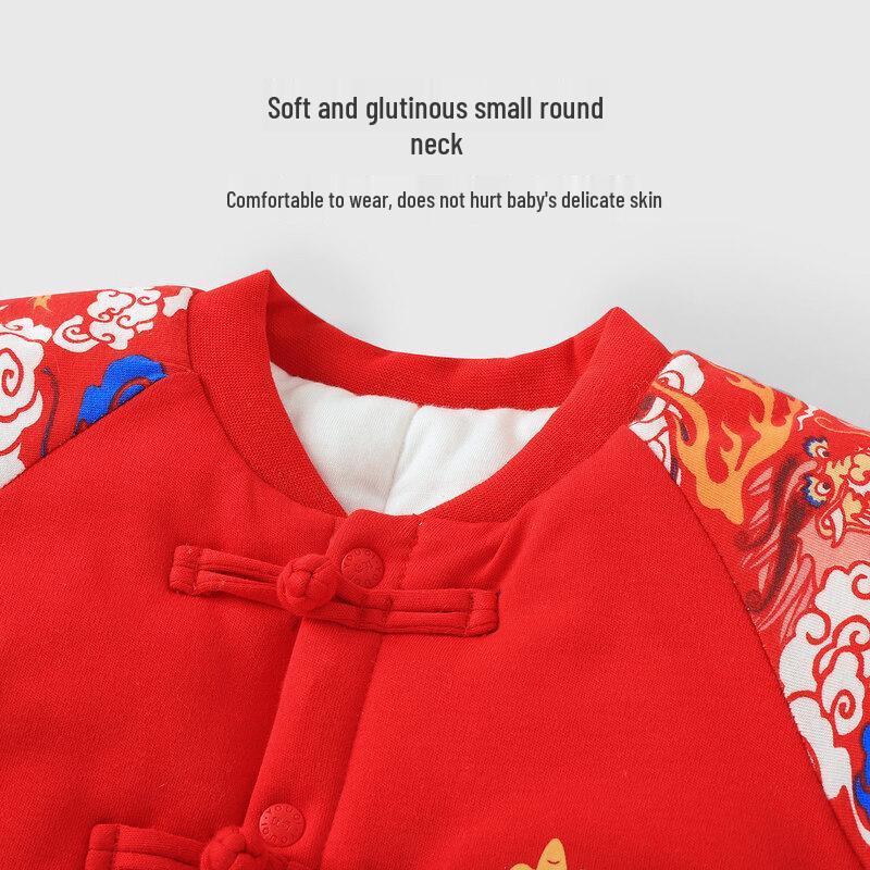 Youqi Newborn Winter Red Festive Cotton Romper