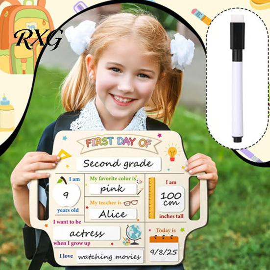 Child Drawing Board First Day of School Sign, Reusable Wooden Chalkboard Sign for Kids, Back Message Center to Decorations Supplies Kindergarten