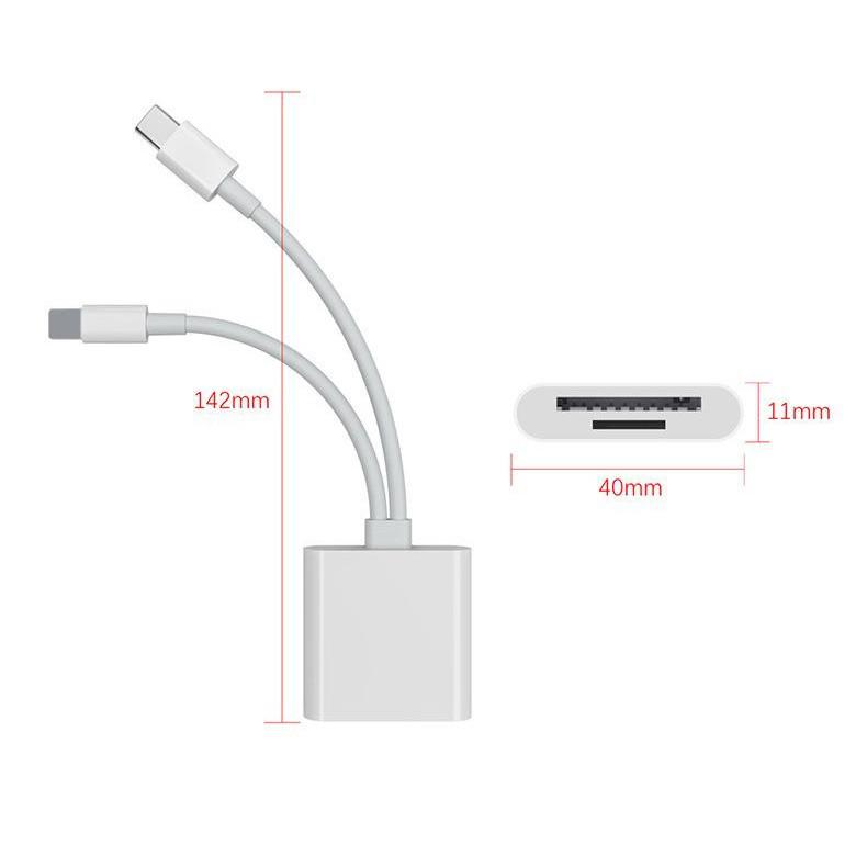 Two-in-One OTG Adapter Card Reader for Apple Type-C Devices: Supports SD/TF Cards