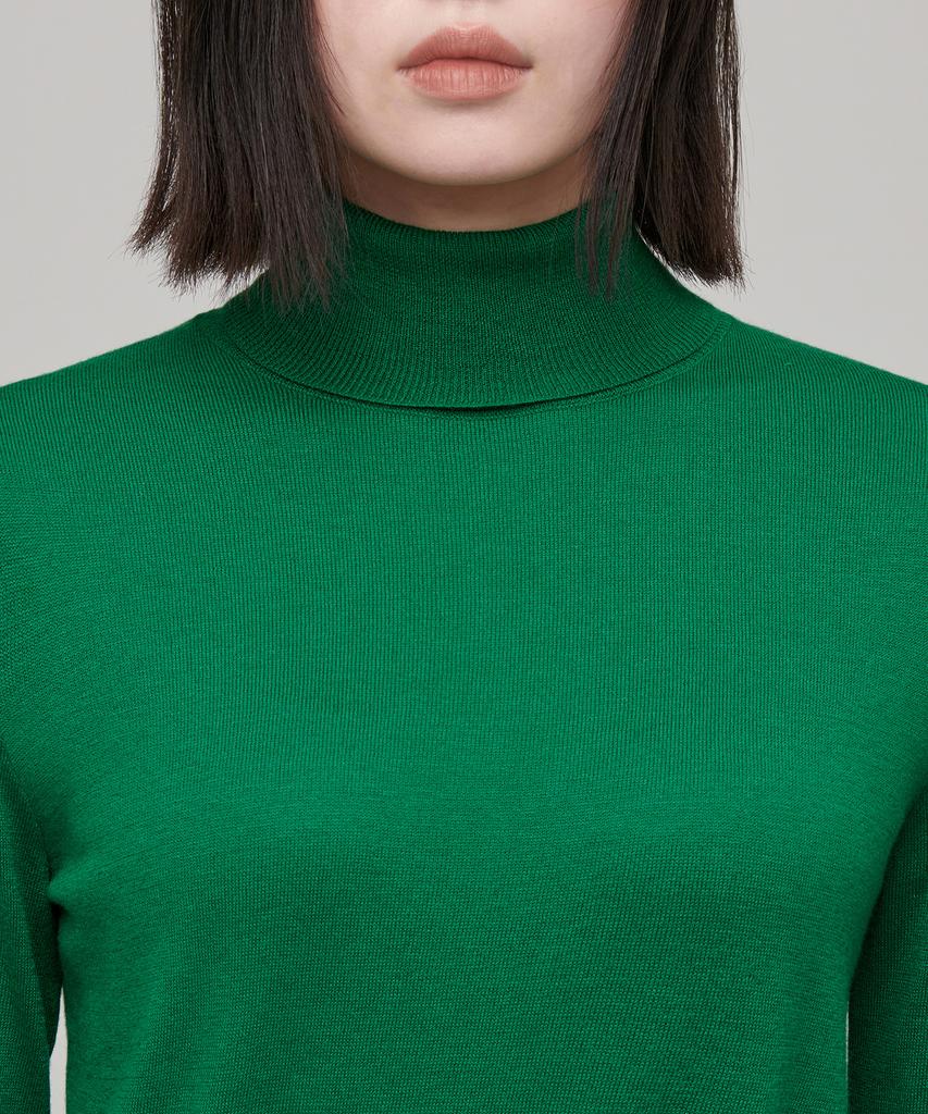 MUSINSA STANDARD WOMAN Women'S Merino Wool Blend High-Gauge Turtleneck Knit [Green]