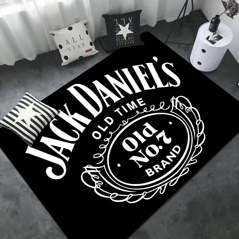 J-Jack-Daniels Whisky Pattern Room Mats Washable Non-Slip Living Room Sofa Chairs Area Mat Kitchen Alfombra