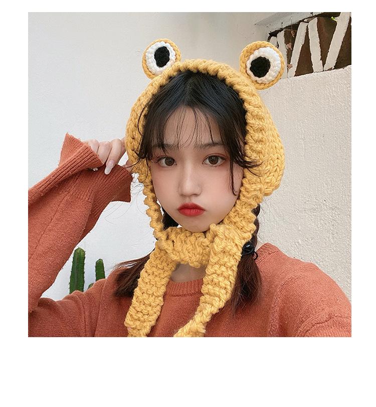Chapeau Grenouille Mode Bonnets Chapeau d'Hiver Tricoté Uni Hip-Hop Crânes Chapeau Tricoté Casquette Accessoire de Costume Cadeaux Bonnet d'Hiver Chaud One Size beige