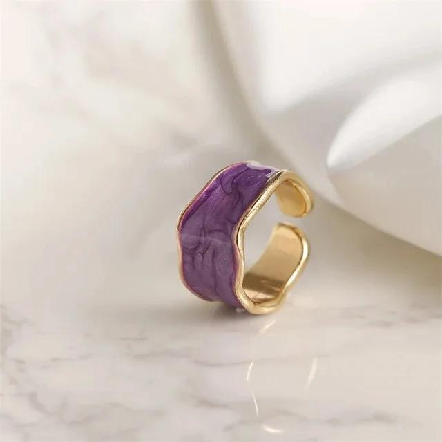 Punk Colorful Enamel Round Metal Ring for Women Fashion Geometric Twist Open Adjustable Rings Wholesale Jewelry Gifts
