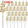 10Pcs Glitter Artificial Flowers Branches Gold Powder Berry Bouquet DIY Garland Christmas Decoration Party Home Decoration