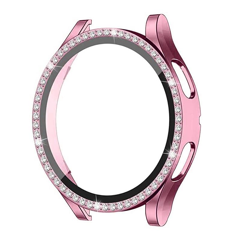 LUJING Glass+Case for Samsung Galaxy Watch 4 44mm 40mm Accessories Bling Diamond PC Bumper Shell +Screen Protector Galaxy Watch4 Cover