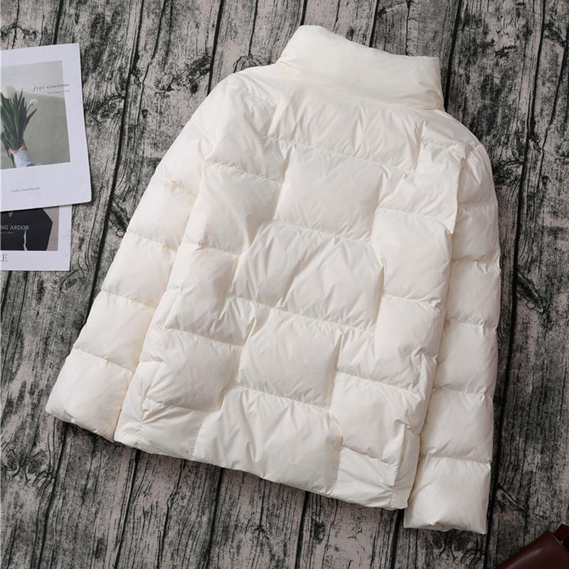 Women's 2024 Korean Style Slim-fit Lightweight Down Jacket with Stand-up Collar and Wave Pattern