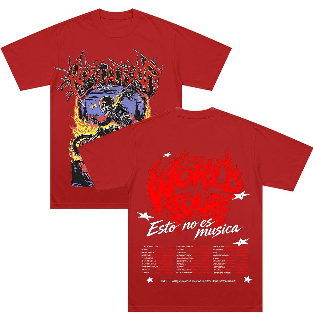 C.R.O Esto No Es Musica World Tour Magliette Maglietta Wt FUEGO Casual da Uomo Rinfrescante Loca Manica Corta Cotone Maglietta Unisex