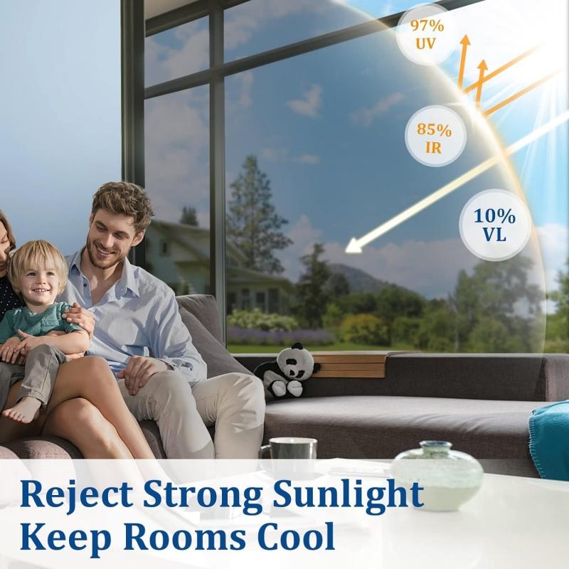 Mirror Window Film One Way Daytime Privacy See Out Not in Static Clings Decorative Heat Control  Sun Blocking Door Window Coveri