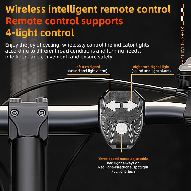 Bicycle Remote Steering Projection Taillight - 5 Modes Universal Night Safety Warning Light for Mountain/Road Bikes