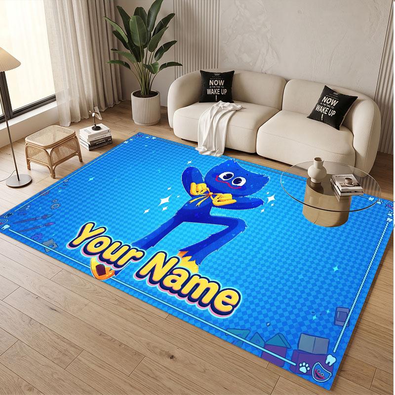 Custom Name Text Crystal Velvet Rug,Poppy Playtime Soft Plush Decorative Non Slip Floor Carpet