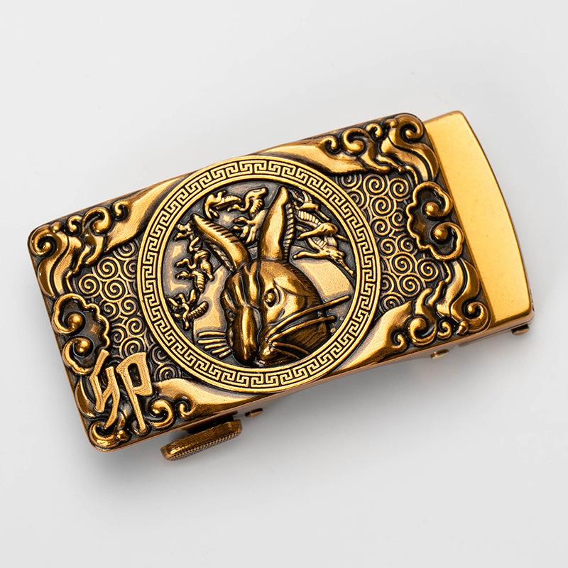 Zodiac Herren Automatik Gürtelschnalle Personalisiert Retro Kupfer 40cm Automatische Zinklegierung Gürtelschnalle