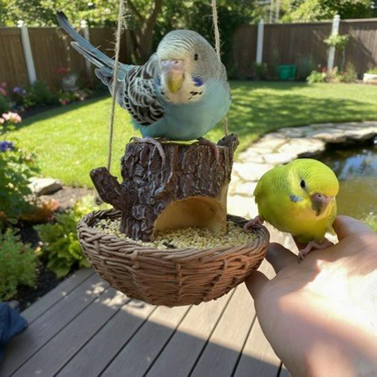 Wicker Resin Birdhouse Feeder: Outdoor Garden Decorative Ornament