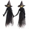 2 Pieces Hanging Witch with Lights Halloween Lighted Figure Lightup Decoration for