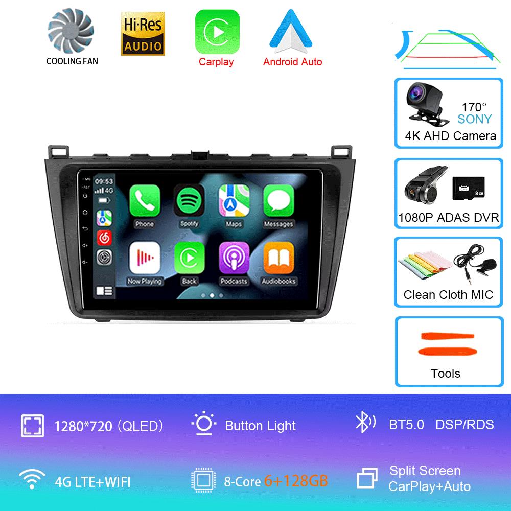 Android14 Carplay Auto For Mazda 6 GH 2007 2008 2009 2010 2011 2012 Multimedia GPS Car Radio Video Player Stereo 2din Head Unit