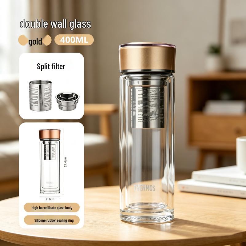 THERMOS Double-Layer Glass Tea Infuser Bottle