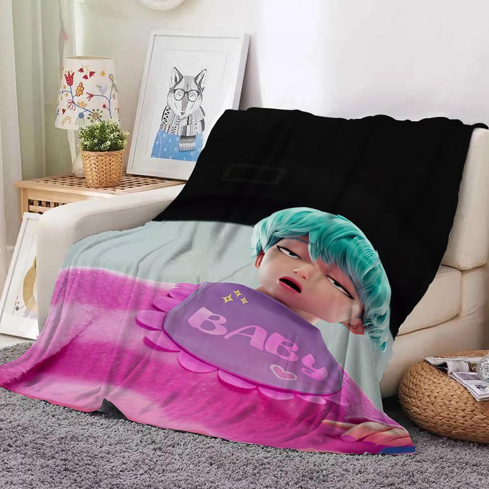 KPop Demon Hunters Colorful Anime Blanket: Girls and Cute Monsters, Super Cool Patterns, Warm and Warm
