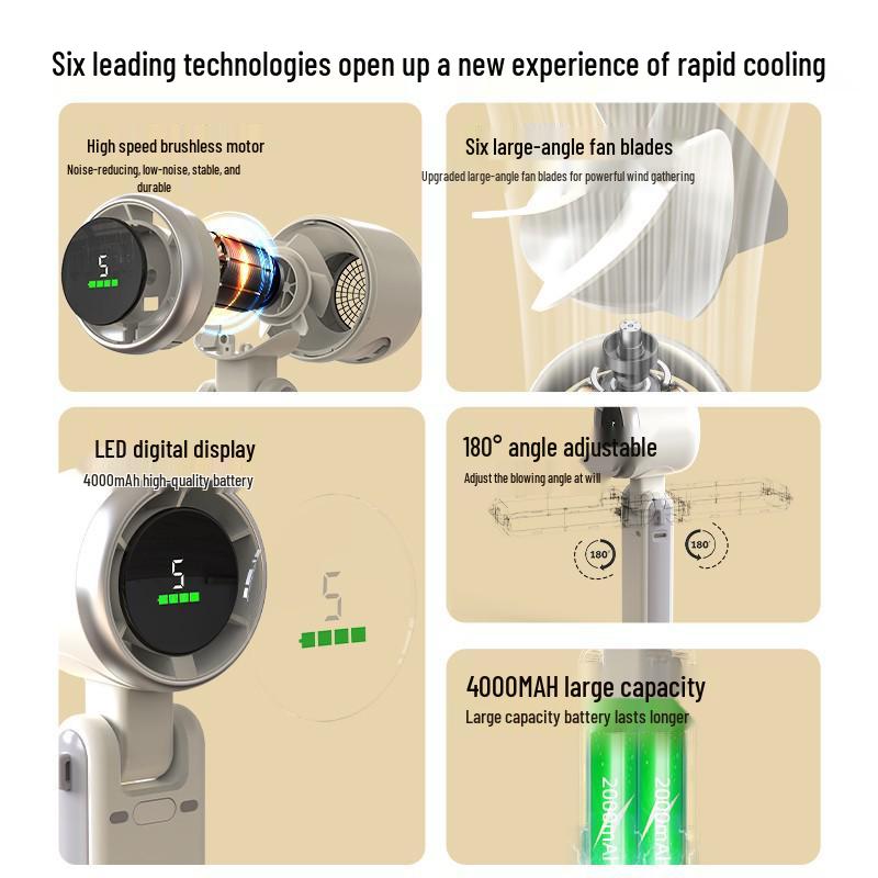 2025 N607 High-Speed USB-Charged Portable Ice Pack Fan for Outdoor Use