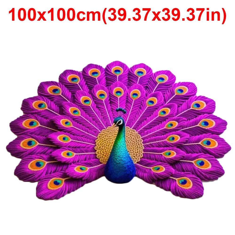 Soft Peacock Carpet Non-slip Bathroom Floor Mat Durable Blanket  for Living Room Tea Table Bedside
