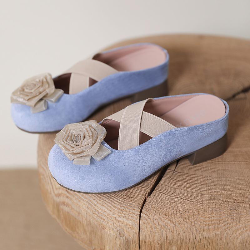 Small Inner Height Increase Bag Head Half Slippers Women's 2025 New Summer Wear a Pedal Sandals Mary Jane Single Shoes