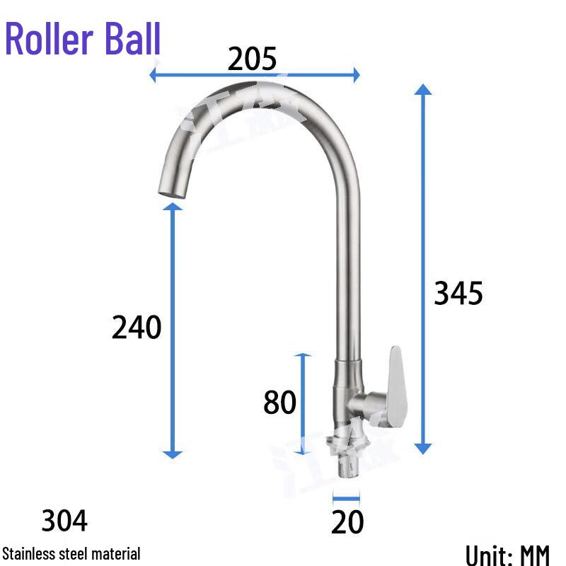 Nastar 304 Stainless Steel Single Cold High Arc Kitchen Faucet