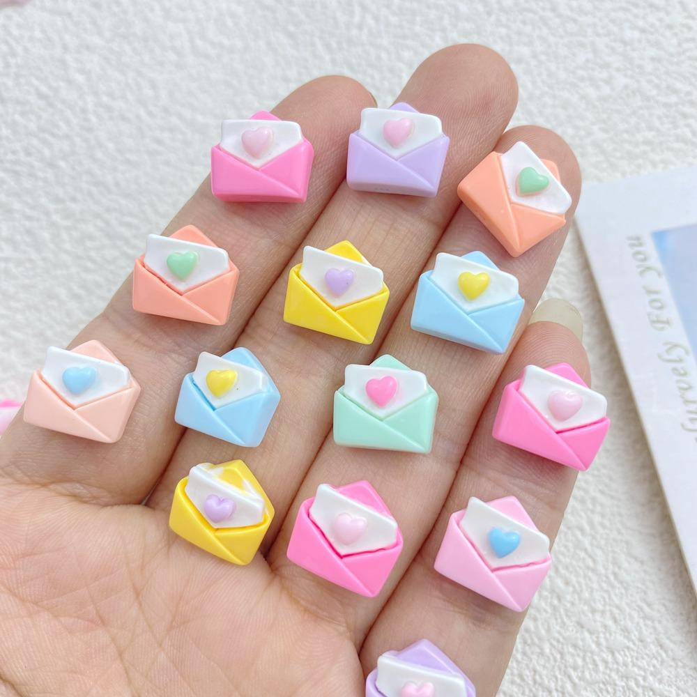 20Pcs New Cute Resin Mini Colored Envelope Series Flat Back  Manicure Parts Embellishments For Hair Bows Accessorie