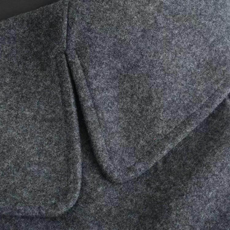 Hřejivý Elegantní Dámský Dlouhý Vlněný Kabát Jednobarevný Hrubý Kabát s Dlouhým Rukávem